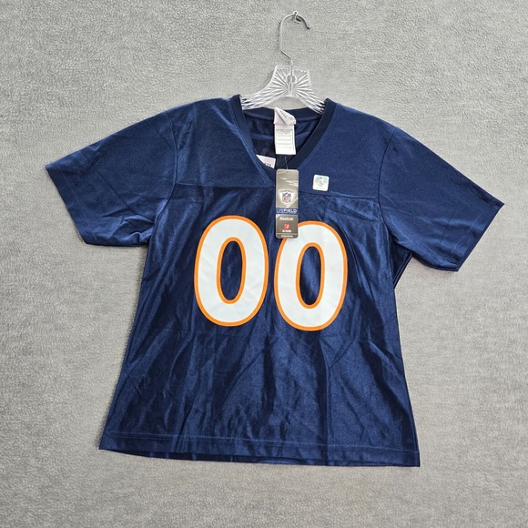 Denver Broncos Women Top Medium Blue Jersey Logo Reebok 00 NWT - Picture 1 of 10